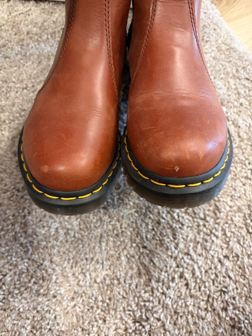Dr. Martens Tan Leather Fur-Lined Chelsea Booties - Picture 4 of 4